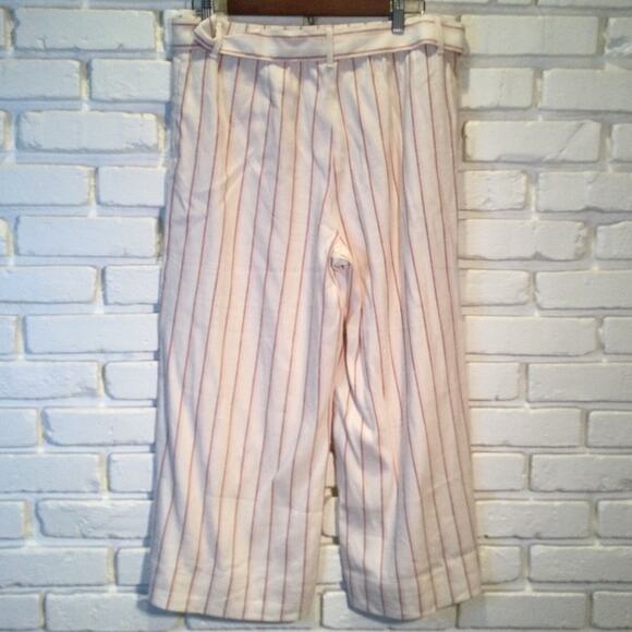 J.Jill Jenna Crop Stripped Linen Blend Pants Barleymult M petite - Picture 4 of 6